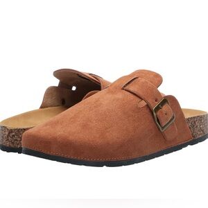 Yoki Suede Slip-On Mule with Buckle - Tan